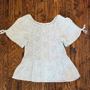 White and Black Polka Dot Girls Top